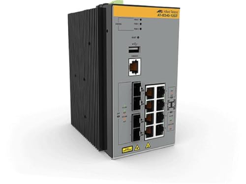 Allied Telesis AT-IE340-12GT-80 | 8 x 10/100/1000T, 4X 100/1000X SFP, -40°C to 75°C, DIN Rail, DC External PSU Not Included von Allied Telesis