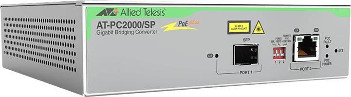 Allied Telesis AT-PC2000/SP - Medienkonverter - GigE - 10Base-T, 100Base-TX, 1000Base-T, 1000Base-X, 100Base-X - SFP (mini-GBIC) / RJ-45 - 850 nm - TAA-konform von Allied Telesis