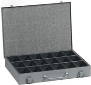 allit Kleinteilekoffer EuroPlus Metall 34/18, grau aus pulverbeschichtetem Stahlblech, Tiefzieheinlage - 1 Stück (454118) von Allit