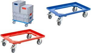 allit Transportroller ProfiPlus EuroRoll OB 600, rot Rahmen aus stabilem Kunststoff, 2 Lenkrollen und - 1 Stück (456868) von Allit