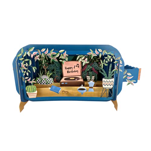 Alljoy Cards MIB182 Pop-Up-Geburtstagskarte, mit englischer Aufschrift "Message In A Bottle", Plattenspieler Alljoy Cards MIB182 Pop-Up-Geburtstagskarte, mit englischer Aufschrift "Message In A Bottle", Plattenspieler von Alljoy Design