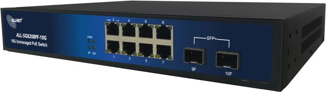 ALLNET ALL-SG8208PF-10G Netzwerk-Switch Unmanaged L2 Gigabit Ethernet (10/100/1000) Power over Ethernet (PoE) Schwarz - Blau (ALL-SG8208PF-10G) von Allnet