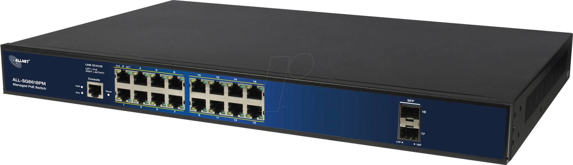 ALLNET ALL8618PM - Switch, 18-Port, Gigabit Ethernet, PoE+, SFP von Allnet