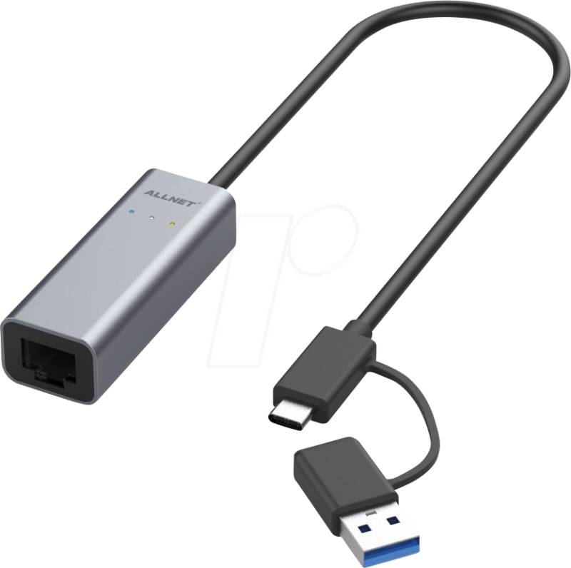 ALLNET ALLNC2.5G - Netzwerkkarte, USB-A / C, 2,5 Gigabit Ethernet, 1x RJ45 von Allnet