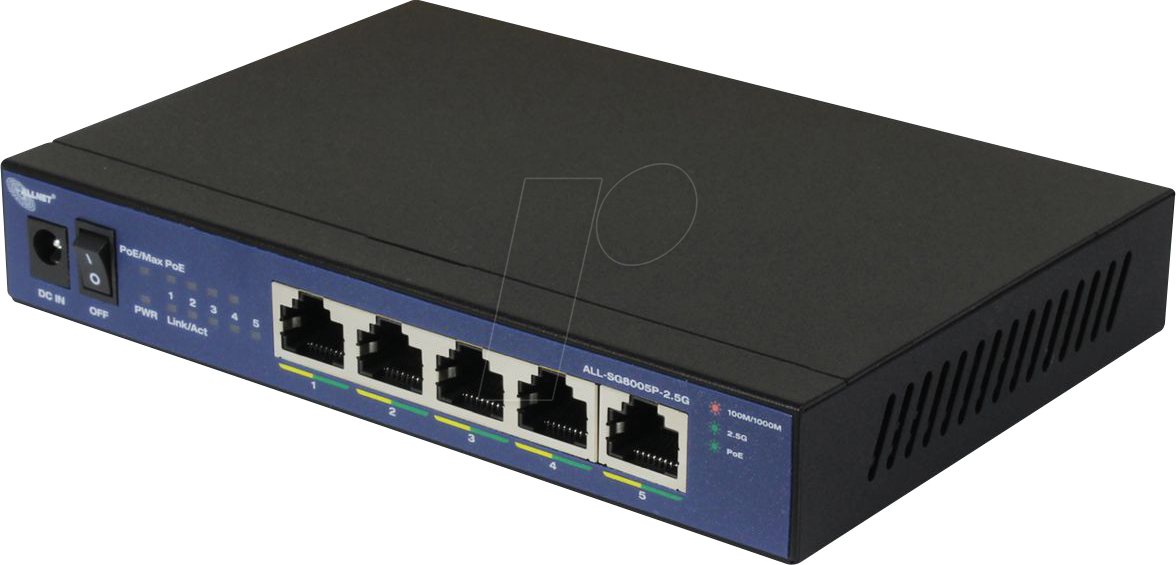 ALLNET SG8005P25 - Switch, 5-Port, 2,5 Gigabit Ethernet, PoE+ von Allnet