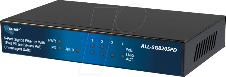 ALLNET SG8205PD - Switch, 5-Port, Gigabit Ethernet, PoE+ von Allnet