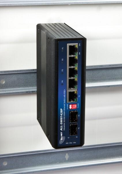 ALLNET Switch industrial unmanaged 4 Port Gigabit HPoE +2x SFP + 1x TX HUT/DIN-Rail ALL-SWI8142BPIndustrial Gigabit Ethernet Switch, 4x 10/100/1000TX, 2x100/1000X SFP Slot, 4x PoE IEEE802.3af/at, 12V..57VDCEingang redundant, Mode A Endspan, SFP slot unterstütztMulti oder Single Mode SFP (mini Gbic) Module, EN50155/EN50121-3 Railroad, EN50155/EN50121-4 Railroad,EN60068-2-6 Vibration, EN60068-2-27 Shock,EN60068-2-32 Free-Fall, Temp Bereich: -40° ~ 75°, A larmRelay für Power Failure,ACHTUNG: max. 60W PoE Budget bei 12VDC Eingang, Bei24~ VDC 126W PoE Budget (ALL-SWI8142BP) ALLNET Switch industrial unmanaged 4 Port Gigabit HPoE +2x SFP + 1x TX HUT/DIN-Rail ALL-SWI8142BPIndustrial Gigabit Ethernet Switch, 4x 10/100/1000TX, 2x100/1000X SFP Slot, 4x PoE IEEE802.3af/at, 12V..57VDCEingang redundant, Mode A Endspan, SFP slot unterstütztMulti oder Single Mode SFP (mini Gbic) Module, EN50155/EN50121-3 Railroad, EN50155/EN50121-4 Railroad,EN60068-2-6 Vibration, EN60068-2-27 Shock,EN60068-2-32 Free-Fall, Temp Bereich: -40° ~ 75°, A larmRelay für Power Failure,ACHTUNG: max. 60W PoE Budget bei 12VDC Eingang, Bei24~ VDC 126W PoE Budget (ALL-SWI8142BP) von Allnet
