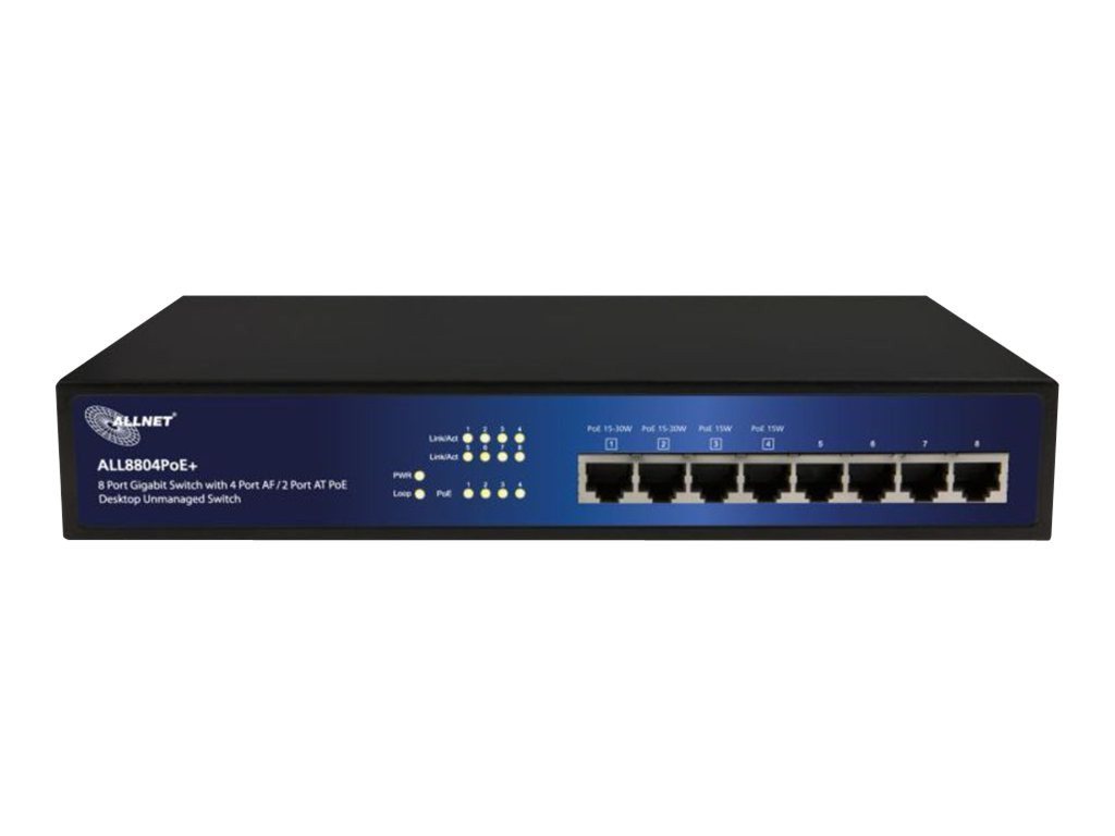 Allnet ALLNET Switch unmanaged 8 port Gigabit HPoE, 2x PoE+ oder 4x PoE, l... Netzwerk-Switch von Allnet