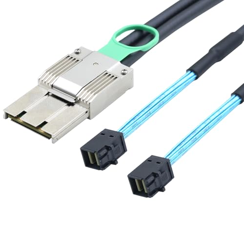 Zink-Legierung Dual Express iPass Mini SAS HD SFF-8088 8X 68P I/O Stecker auf 2X Mini SAS HD SFF-8643 36P Stecker, aktive Baugruppen Kabel (1 m) von Allowish