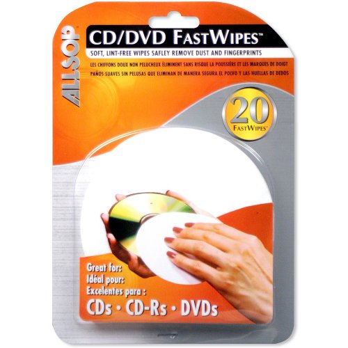 Allsop CD und DVD FastWipes, fusselfreie Tücher zum Reinigen von DVD, CD, PS1, PS2, Xbox & Xbox 360 Discs von Allsop