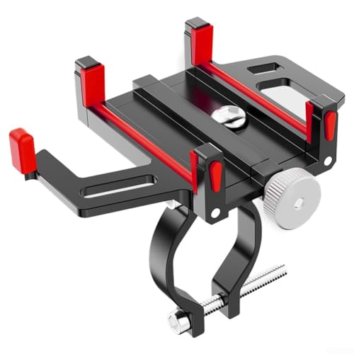 Handyhalterung aus Aluminiumlegierung für Fahrräder und Motorräder, stoßdämpfendes Schnellverschluss-Design (rot) von Allthingstore