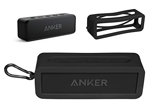 Alltravel Maßgeschneiderte Silikonhülle für Anker Soundcore 2, 12 W tragbarer Bluetooth-Lautsprecher, Schütteln und Stürzen, Machen Sie den Soundcore 2 Lautsprecher echt tragbar (schwarz) von Alltravel