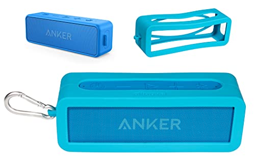 Alltravel Silikonhülle für Anker Soundcore 2, SoundCore 2, 12 W, tragbarer Bluetooth-Lautsprecher, vollständiger Schutz in 6 Richtungen, individuelle Haut mit Farb- und Formabstimmung von Alltravel