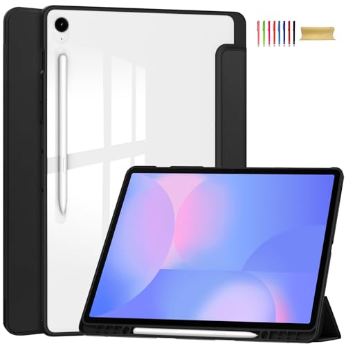 Allytechgroup Hülle für Samsung Galaxy Tab S10 FE+ Plus 13.1 Zoll 2025, PU Leder Trifold Stand mit Clear Back Cover Stoßfest Tablet Hülle mit S Pen Halter, Schwarz Allytechgroup Hülle für Samsung Galaxy Tab S10 FE+ Plus 13.1 Zoll 2025, PU Leder Trifold Stand mit Clear Back Cover Stoßfest Tablet Hülle mit S Pen Halter, Schwarz von Allytechgroup