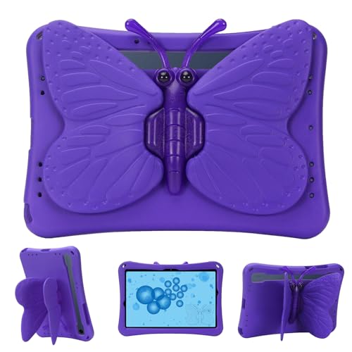 Schmetterlings-Schutzhülle für Samsung Galaxy Tab S9 FE 5G 11 Zoll / S9/S8/S7 11 Zoll, Galaxy Tab A9+ Plus, weiches EVA, drehbarer Ständer, leicht, stoßfest, kinderfreundlich, Violett Schmetterlings-Schutzhülle für Samsung Galaxy Tab S9 FE 5G 11 Zoll / S9/S8/S7 11 Zoll, Galaxy Tab A9+ Plus, weiches EVA, drehbarer Ständer, leicht, stoßfest, kinderfreundlich, Violett von Allytechgroup