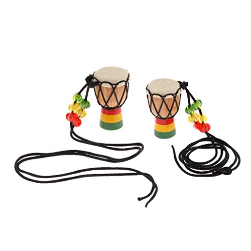 2x Multicolor Holz Mini Drummer Djembe Afrikanische Handtrommel Anhänger Für Geschenk - B von Almencla