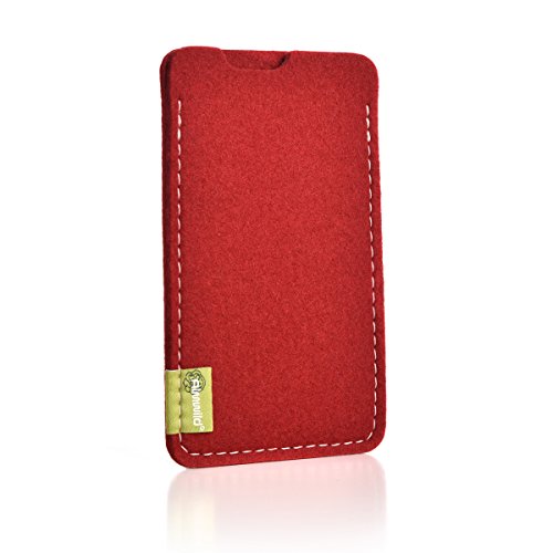 Almwild® Hülle Tasche für Apple iPhone SE (2020), iPhone 8 MIT Apple Leder Case/Silikon Case. Modell “Dezenzi” in Rot aus Natur- Filz. Handyhülle Handytasche in Bayern handgefertigt von Almwild