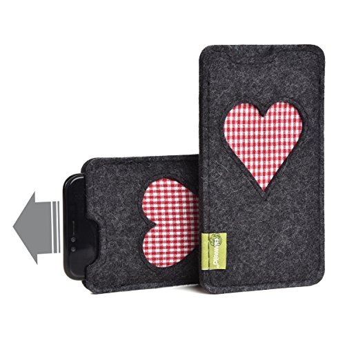 Almwild® Hülle Tasche passend für Apple iPhone 13 Mini /12 Mini mit Apple Leder Case/Silikon Case-Nutzung. Modell “Gschbusi” in Schiefer- Grau, Schwarz. Handyhülle handgefertigt in Bayern von Almwild