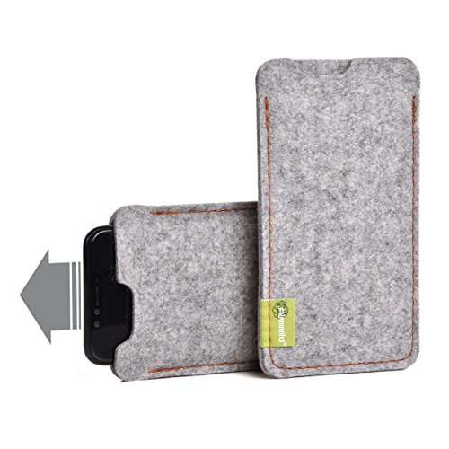 Almwild® Hülle passend für Apple iPhone 13 Mini und 12 Mini. Modell “Dezenzi” in Alpstein-Grau aus Natur-Filz. Handyhülle Handytasche in Bayern handgefertigt von Almwild