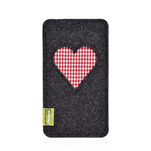 Almwild® Hülle passend für Apple iPhone 15 Pro Max/Plus, 14 Pro Max/Plus und 13 Pro Max mit Apple Leder/Silikon Case-Nutzung. Modell “Gschbusi” in Schiefergrau. Handgefertigt in Bayern von Almwild