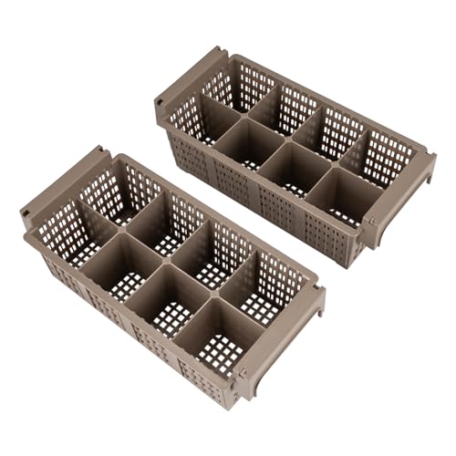 Besteckkorb, Besteck, Cutlery Washing Basket, Wäschekorb mit Griff, Utensilienhalter, Besteck-Trockengestell für gewerbliche Geschirrspüler 42 * 21 * 15cm (Beige) von Alnemy