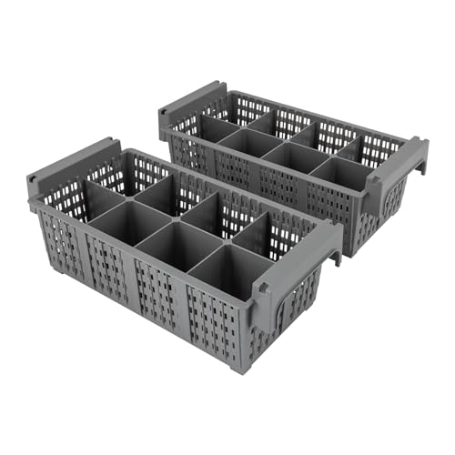 Besteckkorb, Besteck, Cutlery Washing Basket, Wäschekorb mit Griff, Utensilienhalter, Besteck-Trockengestell für gewerbliche Geschirrspüler 42 * 21 * 15cm (Grau) von Alnemy