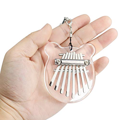 Alnicov 8 Tasten Kalimba Daumen Klavier, Super MiNi Transparent Acryl Finger Piano mit Lanyard Geeignet für Anfänger in Geburtstag Weihnachten und andere Gelegenheiten (Bärenohrform) von Alnicov