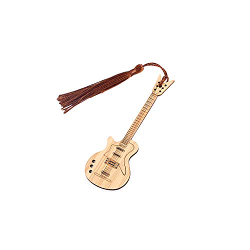 Alnicov Lesezeichen in Gitarrenform, Bambus, mit Quasten von Alnicov