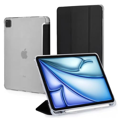 Alogy Hülle für iPad Air 13" 2024/2025, iPad Pro 12.9" 2018-2022 Smart Cover Automatik Wecken/Sleep Book Cover Stifthalter Transparent Rückseite Slim Case mit Ständer Farblos Schwarz Alogy Hülle für iPad Air 13" 2024/2025, iPad Pro 12.9" 2018-2022 Smart Cover Automatik Wecken/Sleep Book Cover Stifthalter Transparent Rückseite Slim Case mit Ständer Farblos Schwarz von Alogy