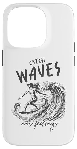 „Catch Waves Not Feelings“ Surf Girl Ocean Wave Retro-Strand Hülle für iPhone 14 Pro von Aloha Hawaii Hawaiian Island Vacation Beach Lover