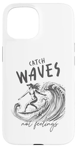 „Catch Waves Not Feelings“ Surf Girl Ocean Wave Retro-Strand Hülle für iPhone 15 von Aloha Hawaii Hawaiian Island Vacation Beach Lover