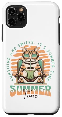 Lustige Katze trinkt Kokosnuss Retro Sommer Strand Männer Frauen Kinder Hülle für iPhone 11 Pro Max von Aloha Hawaii Hawaiian Island Vacation Beach Lover