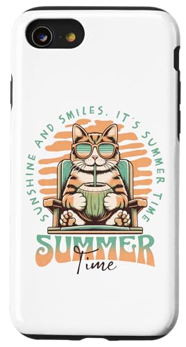 Lustige Katze trinkt Kokosnuss Retro Sommer Strand Männer Frauen Kinder Hülle für iPhone SE (2020) / 7 / 8 von Aloha Hawaii Hawaiian Island Vacation Beach Lover