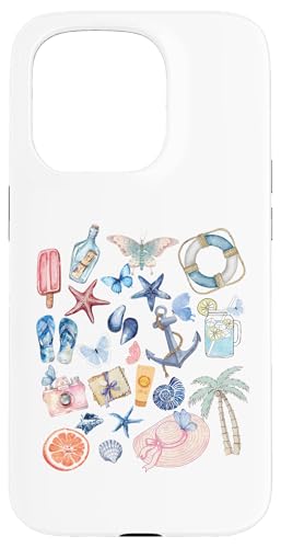 Niedlicher Küsten-Sommer-Ästhetischer Anker Palme Schmetterlinge Strand Hülle für iPhone 15 Pro von Aloha Hawaii Hawaiian Island Vacation Beach Lover