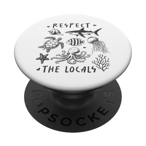 Respektieren Sie die Tierwelt der Meeresschildkröte, Hai, Oktopus, Meerestiere PopSockets Klebender PopGrip von Aloha Hawaii Hawaiian Island Vacation Beach Lover