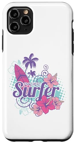 Retro Pacific Surfer Girl Tropical Surfboard Blumen Surfen Hülle für iPhone 11 Pro Max von Aloha Hawaii Hawaiian Island Vacation Beach Lover