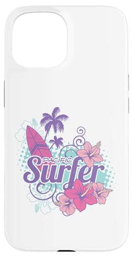 Retro Pacific Surfer Girl Tropical Surfboard Blumen Surfen Hülle für iPhone 15 von Aloha Hawaii Hawaiian Island Vacation Beach Lover
