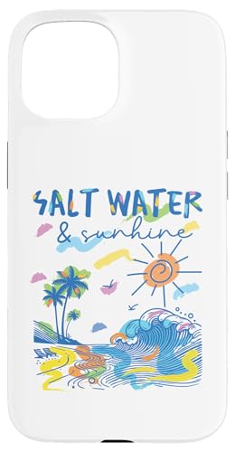 Salzwasser und Sonnenschein Retro Beach Wave Palme Sommer Hülle für iPhone 15 von Aloha Hawaii Hawaiian Island Vacation Beach Lover