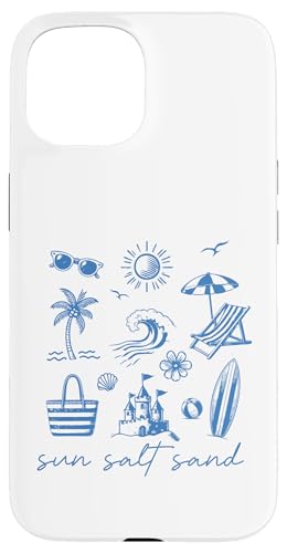 Sonnensalz Sand Retro Sommer Wellen Surfbrett Palme Strand Hülle für iPhone 15 von Aloha Hawaii Hawaiian Island Vacation Beach Lover