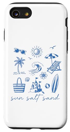 Sonnensalz Sand Retro Sommer Wellen Surfbrett Palme Strand Hülle für iPhone SE (2020) / 7 / 8 von Aloha Hawaii Hawaiian Island Vacation Beach Lover