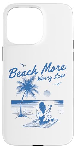Strandmädchen im Retro-Stil bei Sonnenuntergang, entspannt sich unter einer Palme Hülle für iPhone 15 Pro Max von Aloha Hawaii Hawaiian Island Vacation Beach Lover