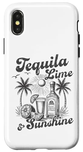 Tequila Lime & Sunshine Retro Beach Bar Trinkparty Vibes Hülle für iPhone X/XS von Aloha Hawaii Hawaiian Island Vacation Beach Lover