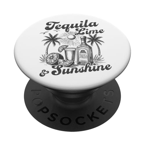 Tequila Lime & Sunshine Retro Beach Bar Trinkparty Vibes PopSockets Klebender PopGrip von Aloha Hawaii Hawaiian Island Vacation Beach Lover