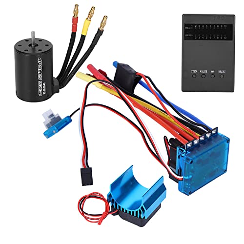 3650 4300KV Bürstenloser Motor Set mit Programmkarte für 1/10 RC -Auto, Legierungs -ESC Kühlflansch Inklusive, Perfekt für RC Auto Enthusiasten und Hobbyisten (45A) von Alomejor