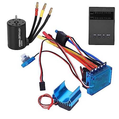 3650 4300KV Bürstenloser Motor Set mit Programmkarte für 1/10 RC -Auto, Legierungs -ESC Kühlflansch Inklusive, Perfekt für RC Auto Enthusiasten und Hobbyisten (60A) von Alomejor