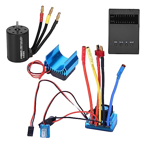 3650 4300KV Bürstenloser Motor Set mit Programmkarte für 1/10 RC -Auto, Legierungs -ESC Kühlflansch Inklusive, Perfekt für RC Auto Enthusiasten und Hobbyisten (80A) von Alomejor