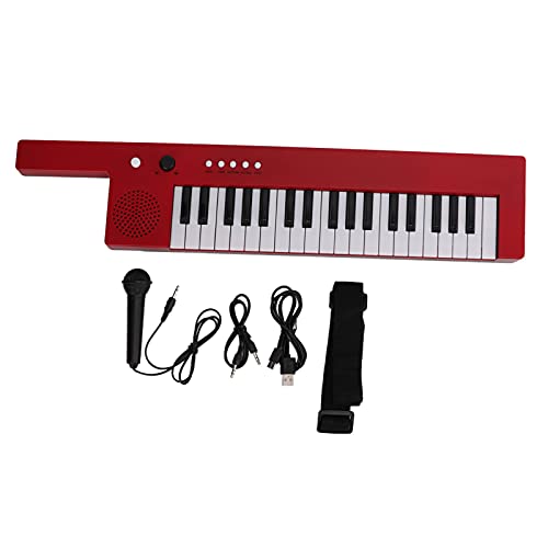 37 Tasten Elektronisches Keyboard Klavier Tragbare Gitarre Elektronische Orgel Mini Keytar Musikinstrument(BF-3755 rot) Elektronisches Klavier von Alomejor
