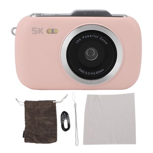 Alomejor 80MP 5K Digitalkamera, 18x Zoom -Webcam -Schleifen -Aufzeichnung Zeitlupe, Zeitrafferfotografie für YouTube (PINK) von Alomejor