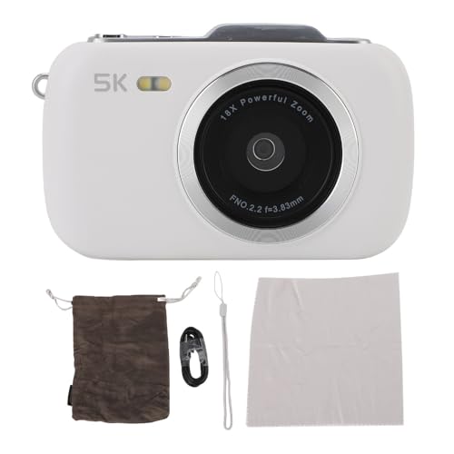 Alomejor 80MP 5K Digitalkamera, 18x Zoom -Webcam -Schleifen -Aufzeichnung Zeitlupe, Zeitrafferfotografie für YouTube (White) von Alomejor