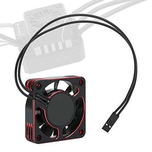 Aluminium Bürstenloser RC -Autokühlungslüfter, Hohe Geschwindigkeit 16000 U/min für 1/10 1/8 RC -Auto, Schwarzorange (Schwarz Rot) von Alomejor